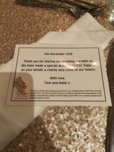 Tom -donations as wedding favours